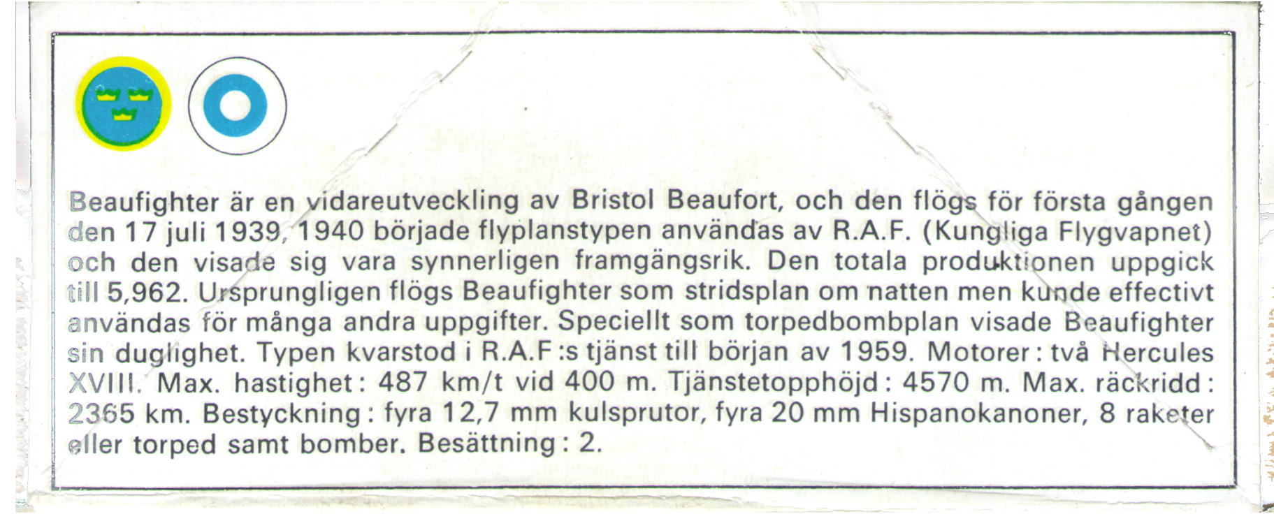 Краткая историческая справка швед.яз. FROG F291 Beaufighter Mk.21 Anti-shipping Strike Fighter